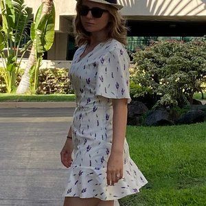 Lavender White Summer Dress. Size: S,M,L